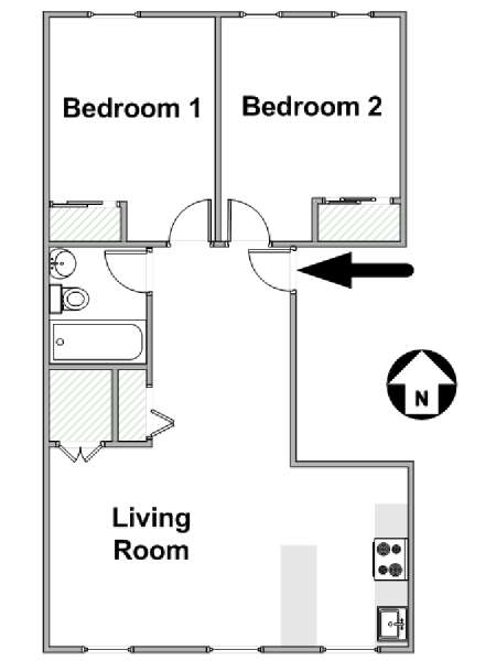 New York 2 Bedroom roommate share apartment - apartment layout  (NY-17023)