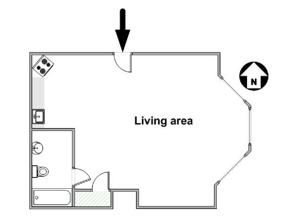 New York Monolocale appartamento - piantina approssimativa dell' appartamento  (NY-17030)
