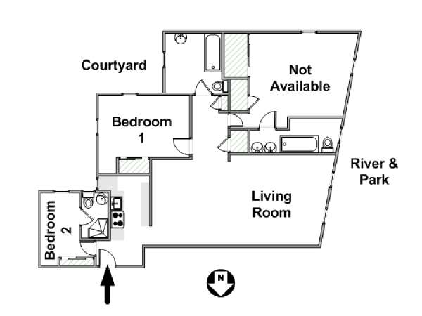 New York 3 Camere da letto stanza in affitto - piantina approssimativa dell' appartamento  (NY-17036)
