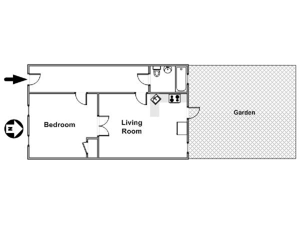New York 1 Camera da letto appartamento - piantina approssimativa dell' appartamento  (NY-17047)