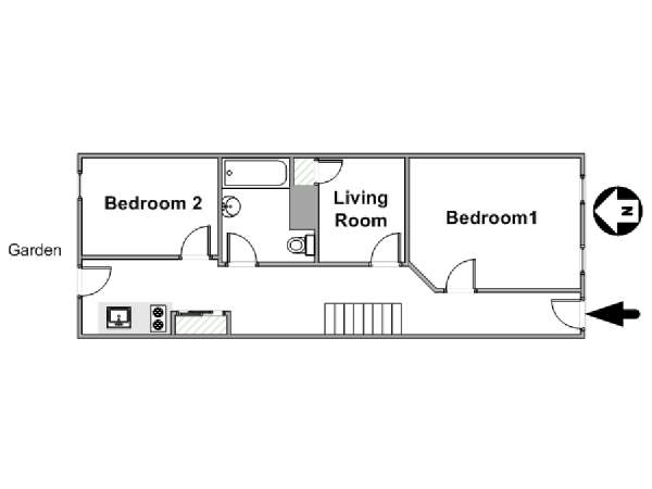 New York 2 Camere da letto appartamento - piantina approssimativa dell' appartamento  (NY-17049)