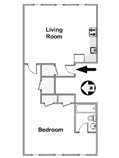 New York 1 Camera da letto appartamento - piantina approssimativa dell' appartamento  (NY-17056)