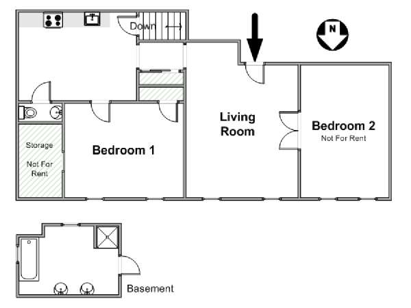 New York 2 Bedroom roommate share apartment - apartment layout  (NY-17081)
