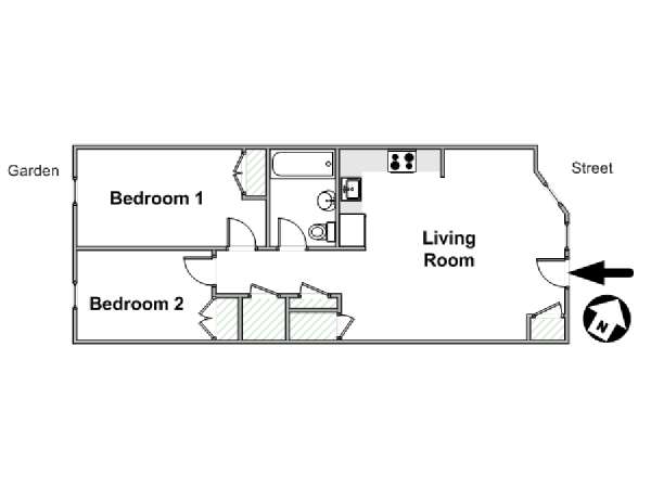 New York 2 Camere da letto affitto bed breakfast - piantina approssimativa dell' appartamento  (NY-17084)