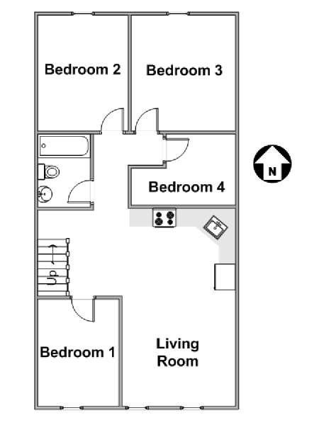New York 4 Bedroom roommate share apartment - apartment layout  (NY-17086)