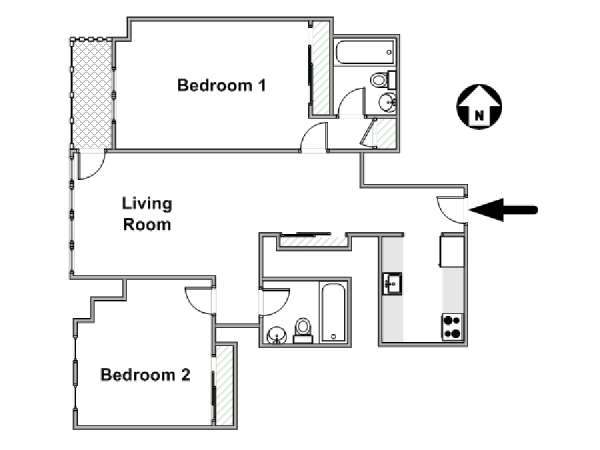 New York 2 Bedroom apartment - apartment layout  (NY-17095)