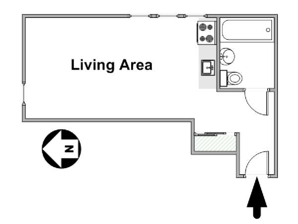 New York Monolocale appartamento - piantina approssimativa dell' appartamento  (NY-17098)