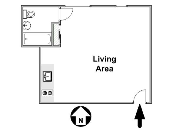 New York Monolocale appartamento - piantina approssimativa dell' appartamento  (NY-17099)
