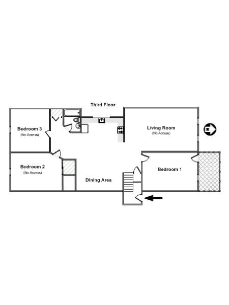 New York 3 Bedroom roommate share apartment - apartment layout  (NY-17104)