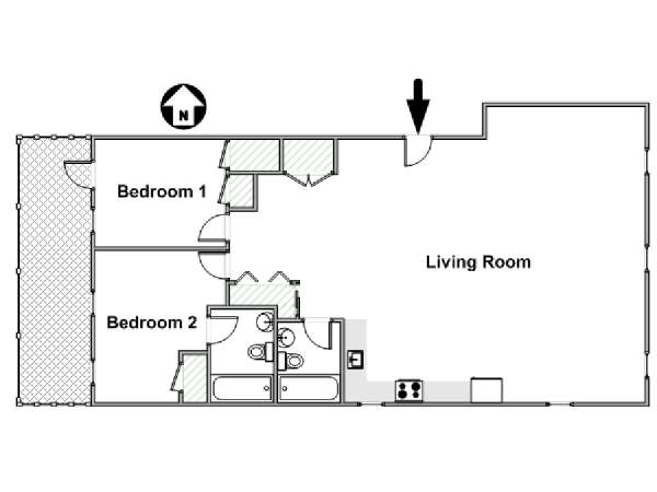 New York 2 Camere da letto appartamento - piantina approssimativa dell' appartamento  (NY-17105)