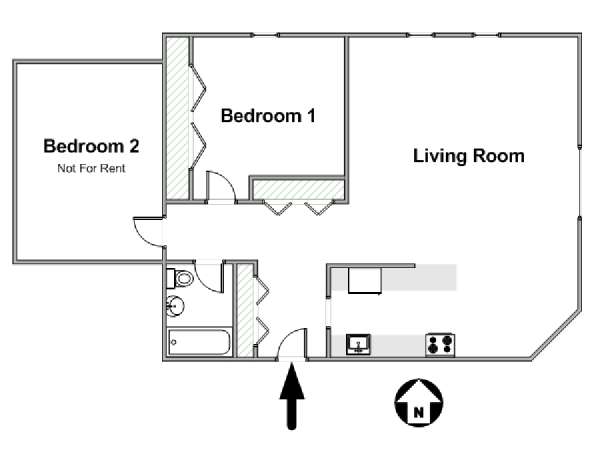 New York 2 Camere da letto stanza in affitto - piantina approssimativa dell' appartamento  (NY-17110)