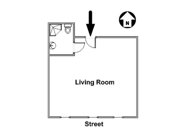 New York Monolocale appartamento - piantina approssimativa dell' appartamento  (NY-17113)