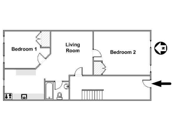New York 2 Bedroom accommodation - apartment layout  (NY-17157)