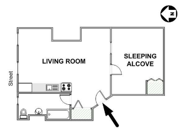 New York Grande monolocale appartamento - piantina approssimativa dell' appartamento  (NY-17158)