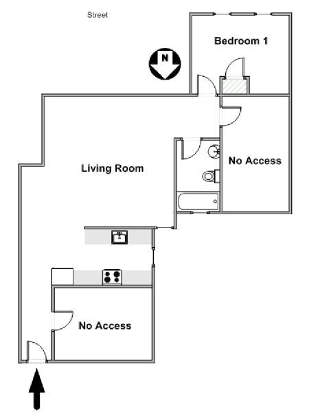New York 3 Bedroom roommate share apartment - apartment layout  (NY-17160)