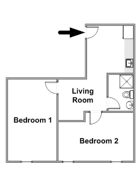 New York 2 Bedroom roommate share apartment - apartment layout  (NY-17164)