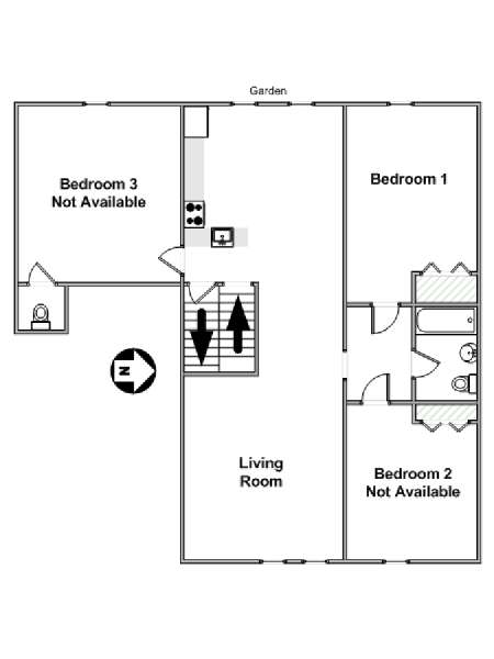 New York 3 Camere da letto stanza in affitto - piantina approssimativa dell' appartamento  (NY-17166)