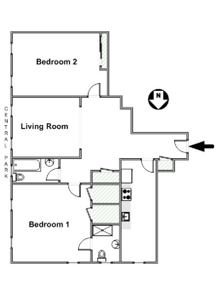 New York 2 Camere da letto appartamento - piantina approssimativa dell' appartamento  (NY-17172)