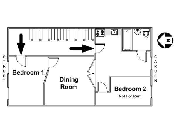 New York 2 Camere da letto stanza in affitto - piantina approssimativa dell' appartamento  (NY-17208)