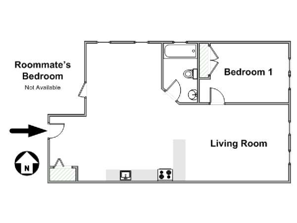 New York 2 Camere da letto stanza in affitto - piantina approssimativa dell' appartamento  (NY-17209)