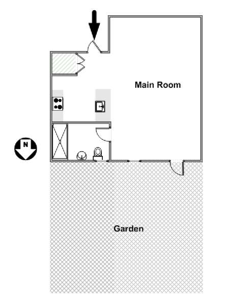 New York Monolocale appartamento - piantina approssimativa dell' appartamento  (NY-17214)