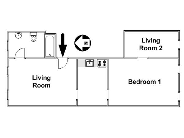 New York 1 Bedroom apartment - apartment layout  (NY-17219)