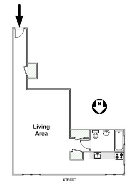 New York Monolocale appartamento - piantina approssimativa dell' appartamento  (NY-17226)
