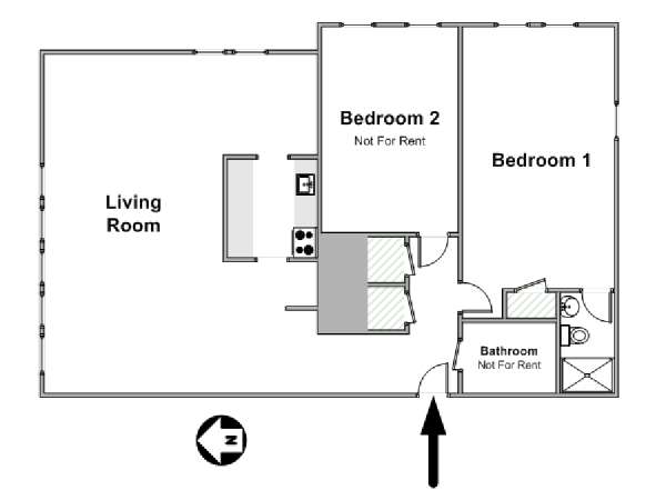 New York 2 Camere da letto stanza in affitto - piantina approssimativa dell' appartamento  (NY-17227)