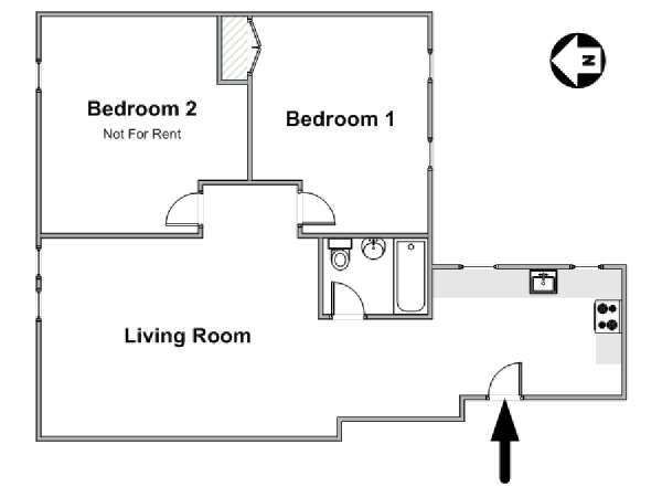 New York 2 Camere da letto stanza in affitto - piantina approssimativa dell' appartamento  (NY-17232)