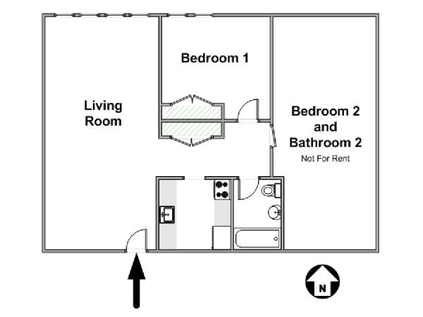 New York 2 Bedroom roommate share apartment - apartment layout  (NY-17250)