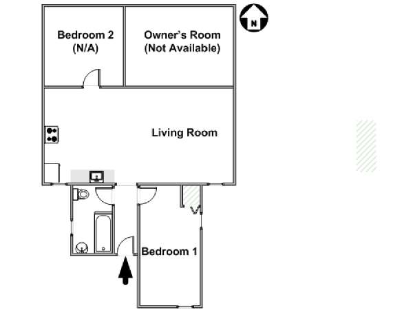 New York 3 Camere da letto stanza in affitto - piantina approssimativa dell' appartamento  (NY-17263)