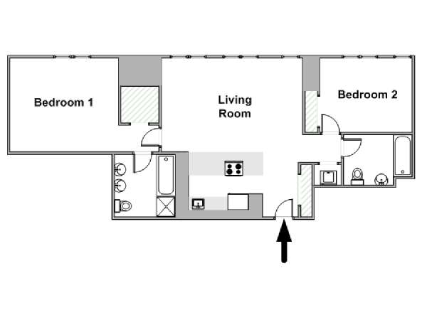 New York 2 Camere da letto appartamento - piantina approssimativa dell' appartamento  (NY-17282)