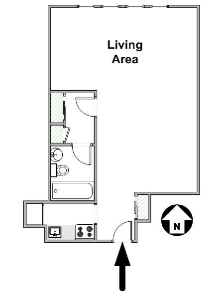 New York Monolocale appartamento - piantina approssimativa dell' appartamento  (NY-17290)