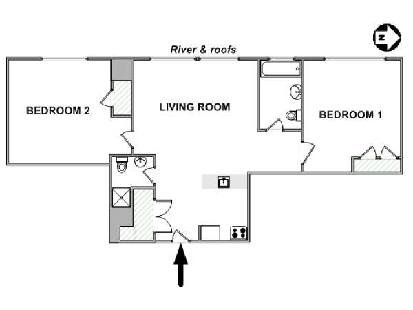 New York 2 Camere da letto appartamento - piantina approssimativa dell' appartamento  (NY-17301)