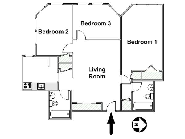 New York 3 Bedroom apartment - apartment layout  (NY-17315)