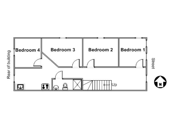 New York 4 Bedroom roommate share apartment - apartment layout  (NY-17320)