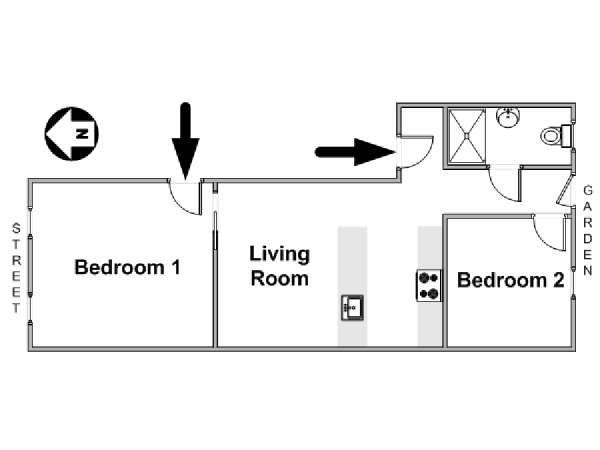 New York 2 Camere da letto appartamento - piantina approssimativa dell' appartamento  (NY-17326)