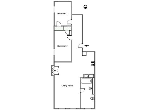 New York 2 Camere da letto - Loft appartamento - piantina approssimativa dell' appartamento  (NY-17346)