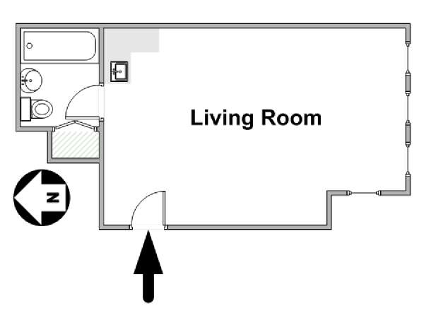 New York Monolocale appartamento - piantina approssimativa dell' appartamento  (NY-17356)