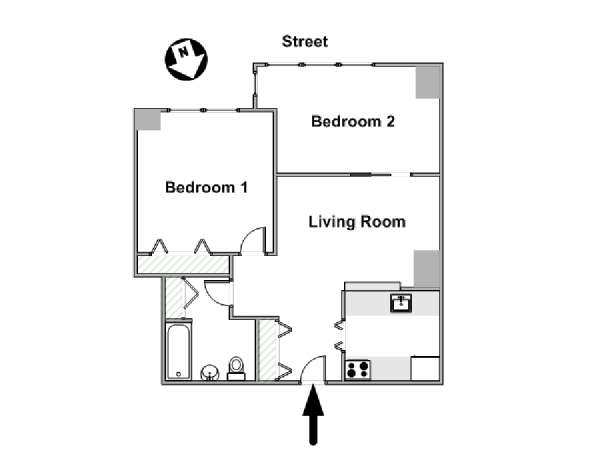 New York 2 Camere da letto appartamento - piantina approssimativa dell' appartamento  (NY-17392)