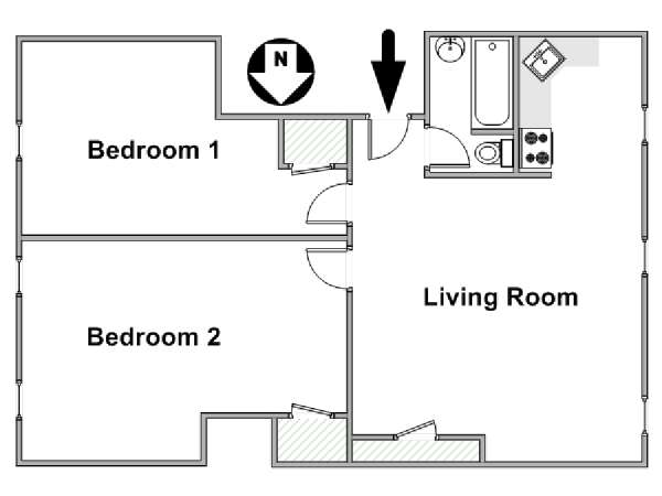 New York 2 Bedroom roommate share apartment - apartment layout  (NY-17407)