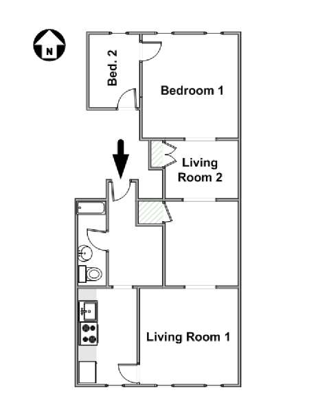 New York 2 Camere da letto appartamento - piantina approssimativa dell' appartamento  (NY-17451)