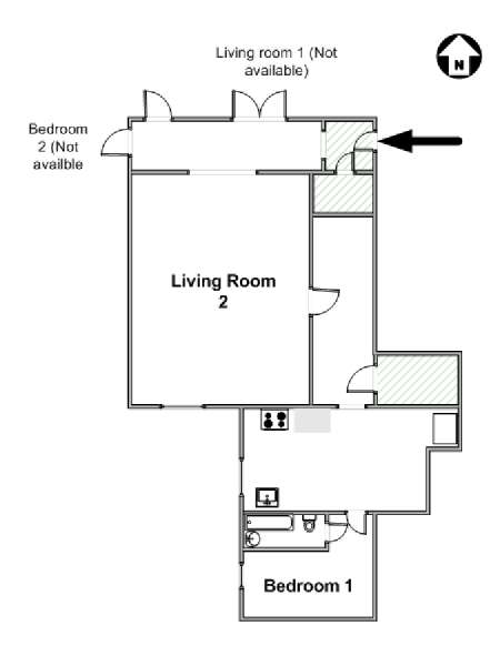 New York 2 Bedroom roommate share apartment - apartment layout  (NY-17452)
