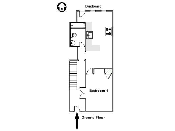 New York 4 Bedroom - Triplex roommate share apartment - apartment layout  (NY-17461)