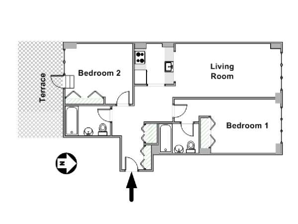 New York 2 Camere da letto appartamento - piantina approssimativa dell' appartamento  (NY-17464)