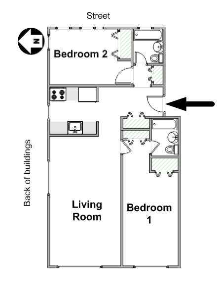 New York 2 Bedroom apartment - apartment layout  (NY-17465)