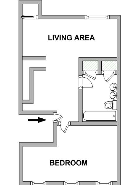 New York 1 Camera da letto stanza in affitto - piantina approssimativa dell' appartamento  (NY-17505)