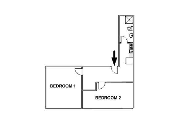 New York 2 Camere da letto stanza in affitto - piantina approssimativa dell' appartamento  (NY-17515)