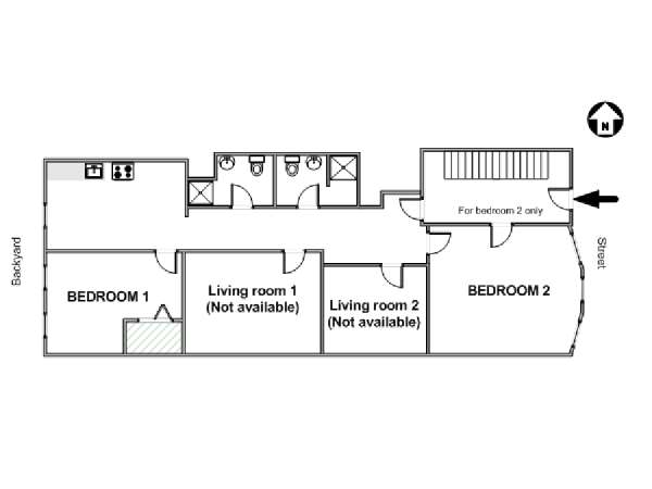New York T3 appartement colocation - plan schématique  (NY-17516)