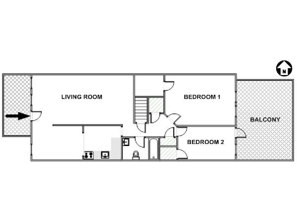 New York 2 Camere da letto appartamento casa vacanze - piantina approssimativa dell' appartamento  (NY-17522)